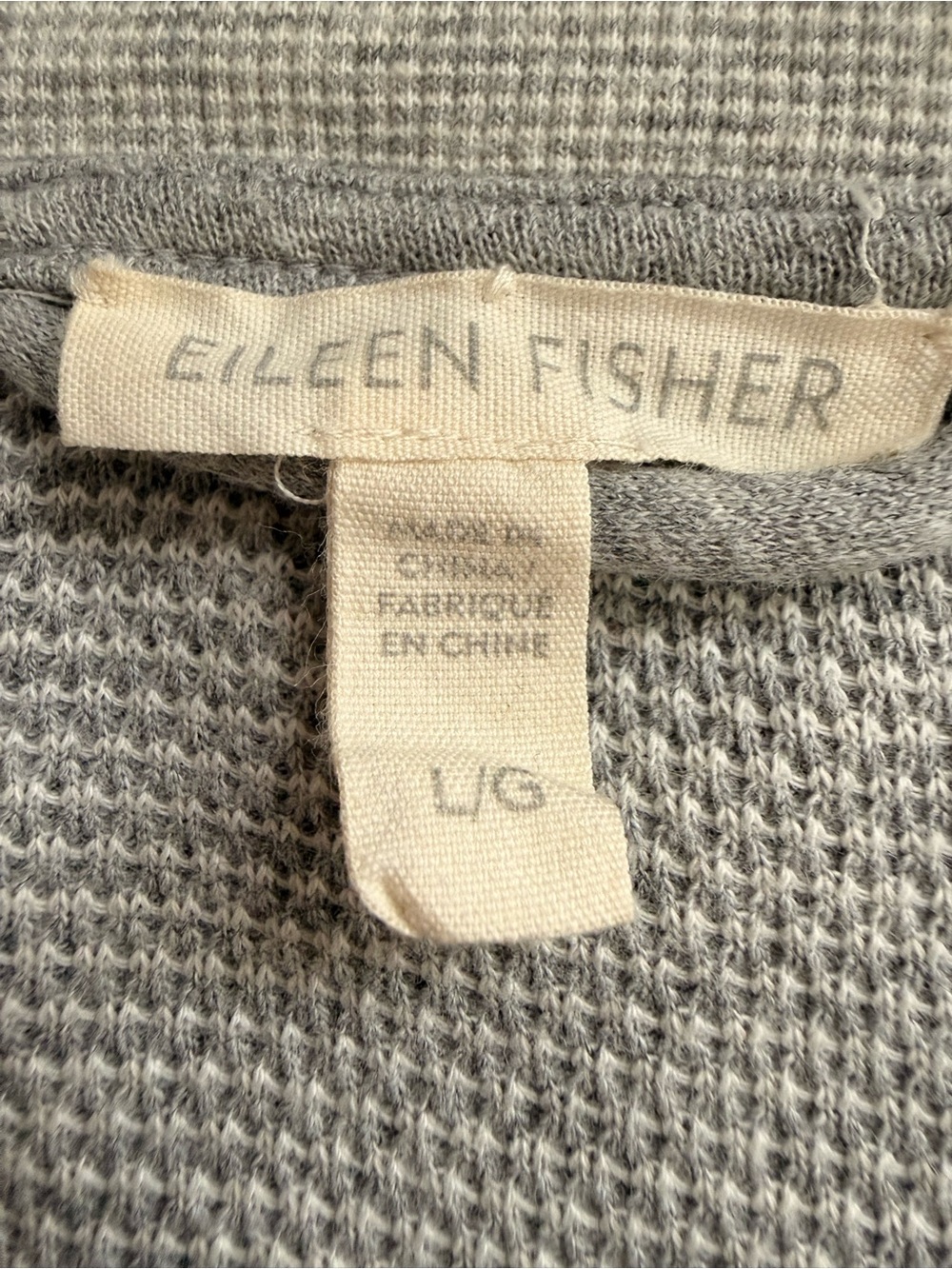 Eileen Fisher Light Gray Organic Cotton Crewneck Knit Bomber-style Jacket, sz L - Picture 8 of 9